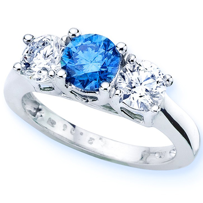 Blue diamond wedding ring